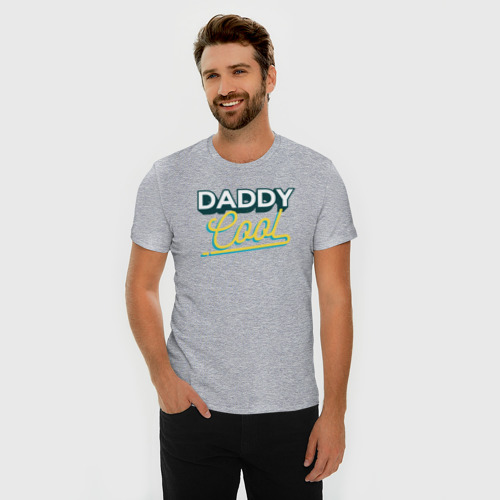 Мужская футболка хлопок Slim с принтом Daddy Cool, фото на моделе #1