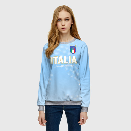Женский свитшот 3D с принтом Сборная Италии, фото на моделе #1