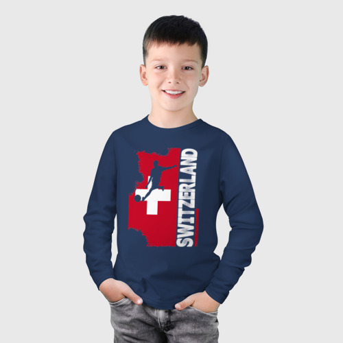 Детский лонгслив хлопок с принтом Швейцария, фото на моделе #1