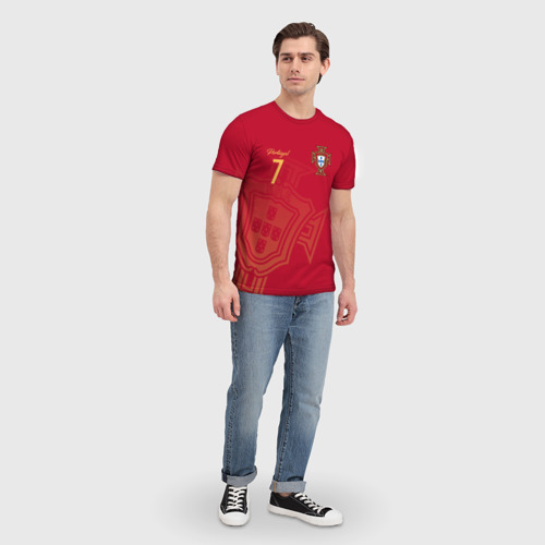 Мужская футболка 3D с принтом Криштиану Роналду форма, вид сбоку #3