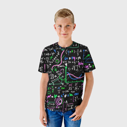 Детская футболка 3D с принтом Формулы, фото на моделе #1