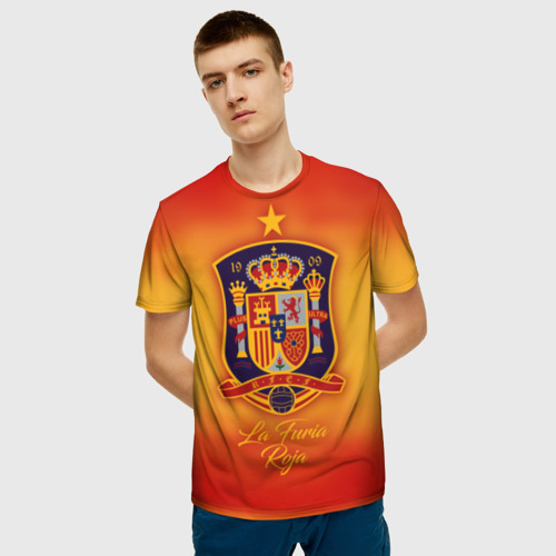 Мужская 3D футболка с принтом Сборная Испании, фото на моделе #1