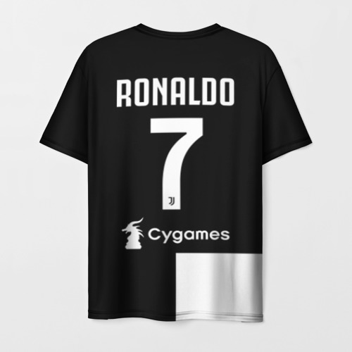 Мужская 3D футболка с принтом Ronaldo Juventus Home 19/20, вид сзади #1