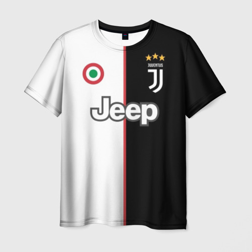 Мужская 3D футболка с принтом Ronaldo Juventus Home 19/20, вид спереди #2