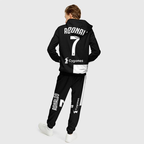 Мужской 3D костюм с принтом Ronaldo Juventus Home 19/20, вид сзади #2