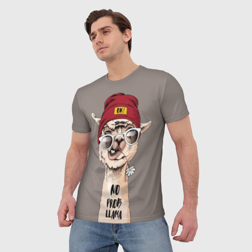 Мужская футболка 3D с принтом Llama, фото на моделе #1