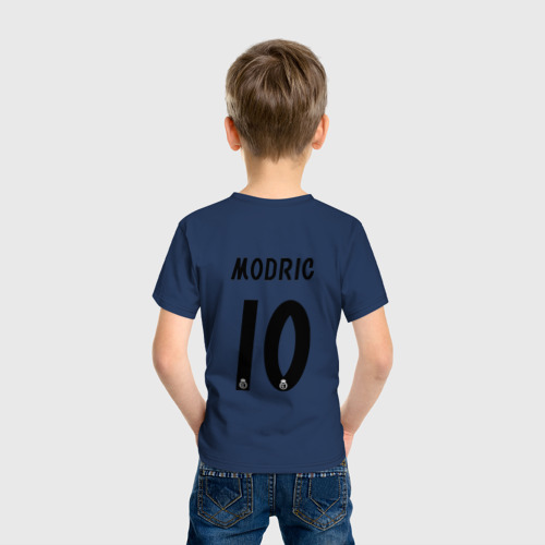 Детская футболка хлопок с принтом MODRIC REAL, вид сзади #2