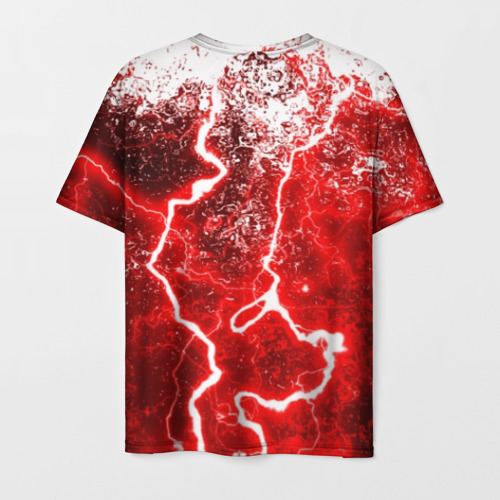 Мужская 3D футболка с принтом БРЫЗГИ КРАСОК(RED STORM), вид сзади #1