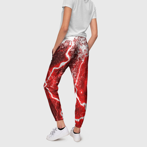 Женские брюки 3D с принтом БРЫЗГИ КРАСОК(RED STORM), вид сзади #2