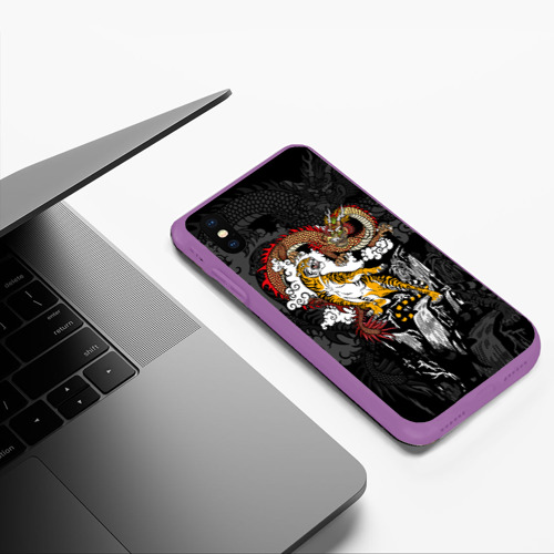 Чехол для iPhone XS Max матовый с принтом Китайские тигр и дракон, фото #5