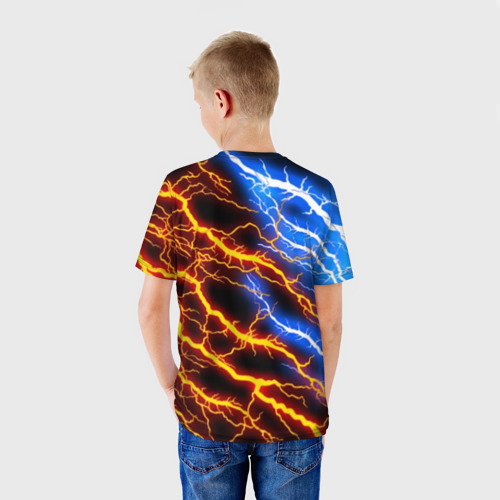 Детская футболка 3D с принтом Fortnite storm, вид сзади #2
