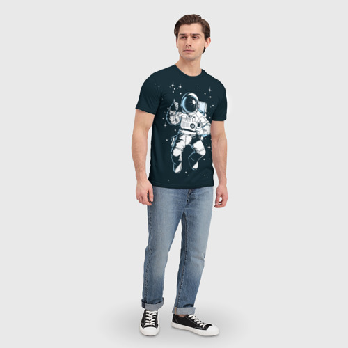 Мужская футболка 3D с принтом Космонавт, вид сбоку #3