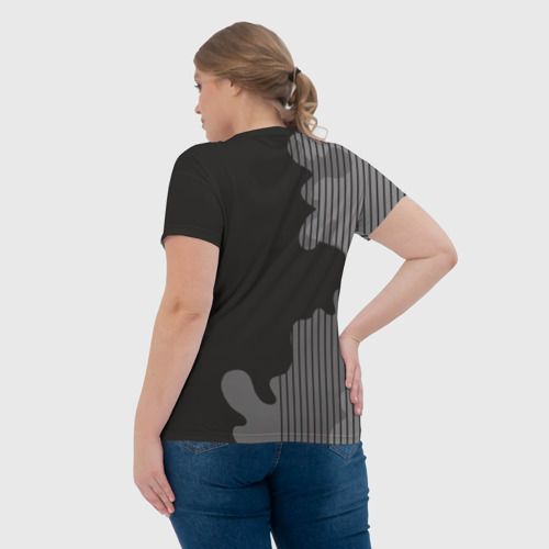 Женская футболка 3D с принтом Мопс в кармане, вид сзади #2