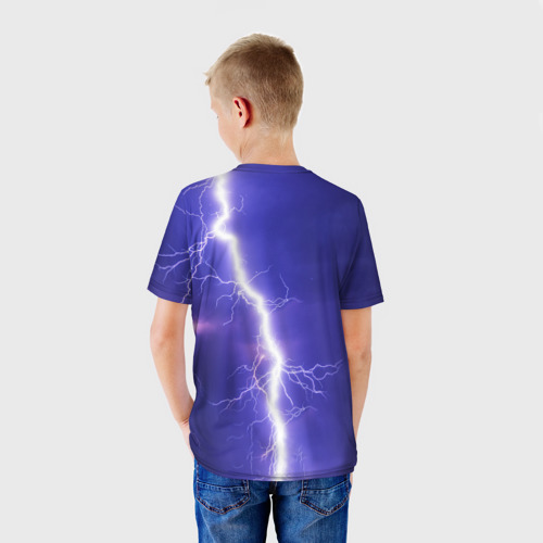Детская 3D футболка с принтом Молния, вид сзади #2