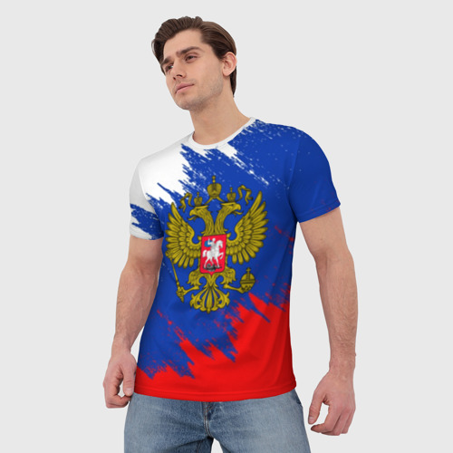 Мужская футболка 3D с принтом Russia sport, фото на моделе #1