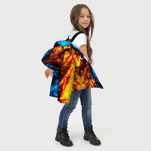 Зимняя куртка для девочек 3D с принтом CS:GO battle flame КС Го ОГоНЬ, фото #4