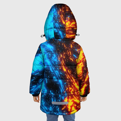 Зимняя куртка для девочек 3D с принтом CS:GO battle flame КС Го ОГоНЬ, вид сзади #2