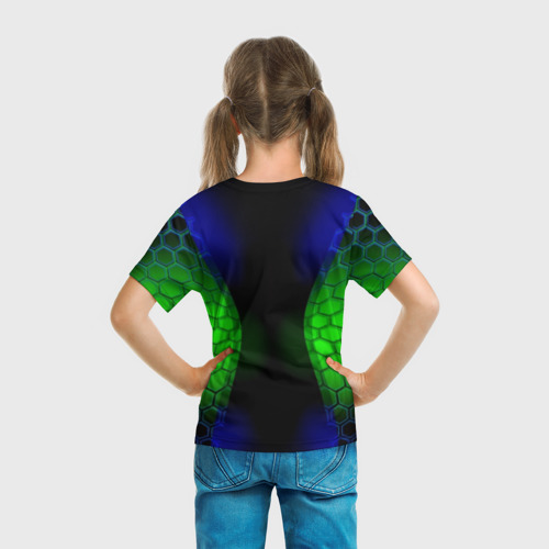 Детская футболка 3D с принтом Паук на ночной охоте, вид сзади #2