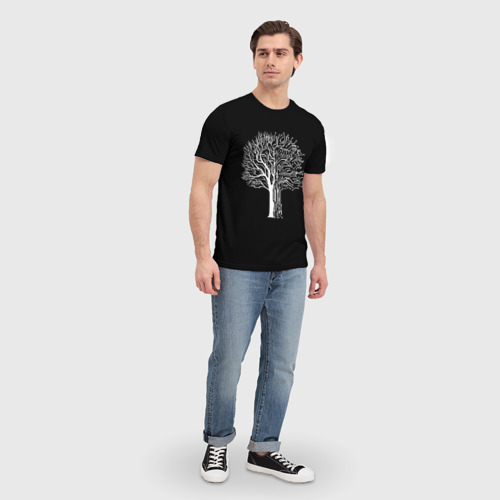 Мужская футболка 3D с принтом DIGITAL TREE / КИБЕР ДЕРЕВО, вид сбоку #3