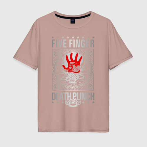 Мужская футболка хлопок Oversize с принтом Five Finger Death Punch, вид спереди #2