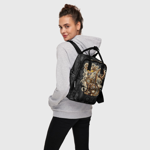 Женский рюкзак 3D с принтом Кошка в стиле стимпанк, вид сбоку #3