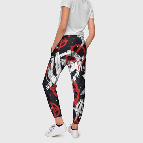 Женские брюки 3D с принтом Анархия, вид сзади #2