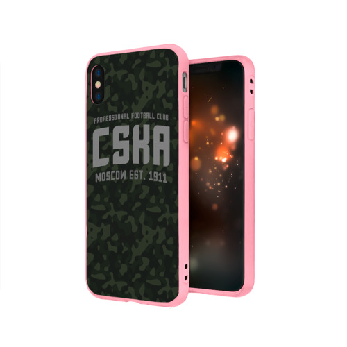 Чехол для iPhone X матовый с принтом PFC CSKA, вид сбоку #3