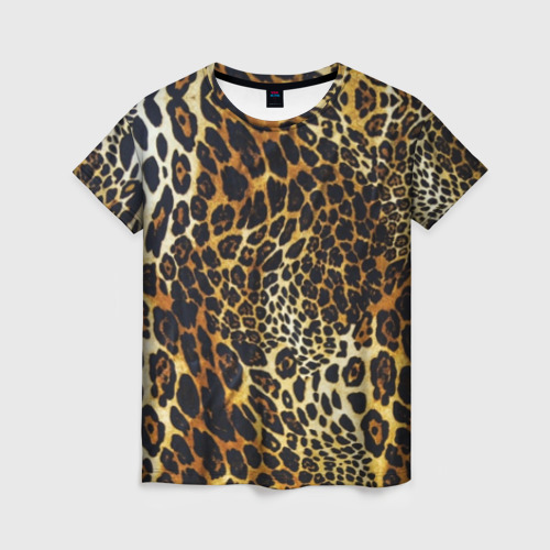 Женская футболка 3D с принтом Шкура леопарда, вид спереди #2