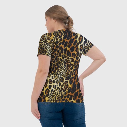 Женская футболка 3D с принтом Шкура леопарда, вид сзади #2