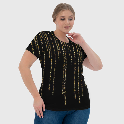 Женская футболка 3D с принтом Золотой глиттер, фото #4