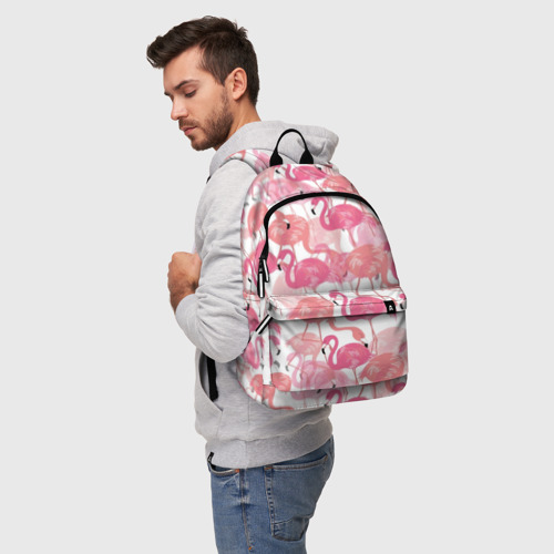Рюкзак 3D с принтом Фламинго, фото на моделе #1