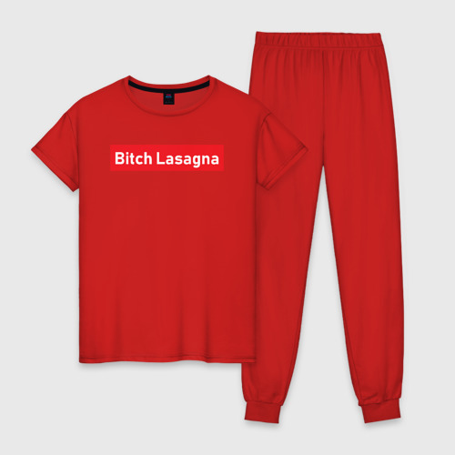 Женская пижама хлопок с принтом Bitch Lasagna, вид спереди #2