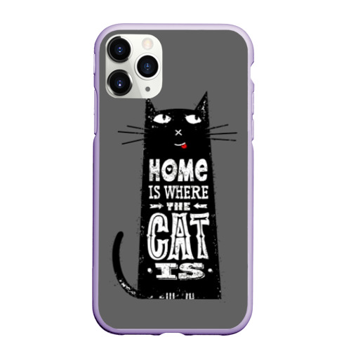 Чехол для iPhone 11 Pro матовый с принтом Дом там, где твой кот, вид спереди #2