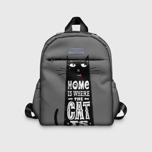 Детский рюкзак 3D с принтом Дом там, где твой кот, вид спереди #2