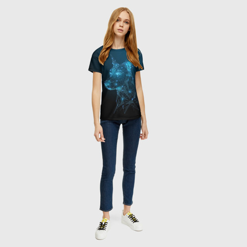 Женская футболка 3D с принтом Доберман, вид сбоку #3