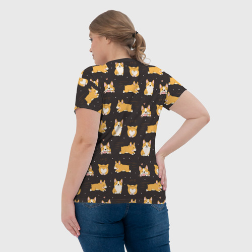 Женская футболка 3D с принтом Корги, вид сзади #2