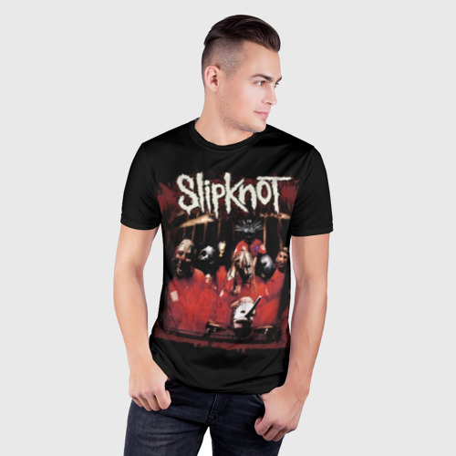 Мужская футболка 3D Slim с принтом Slipknot, фото на моделе #1