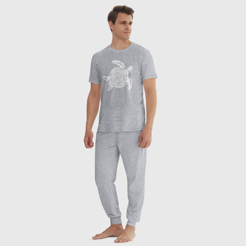 Мужская пижама хлопок с принтом Белая черепаха, вид сбоку #3