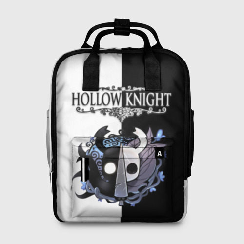 Женский рюкзак 3D с принтом Hollow Knight (Black & White), вид спереди #2