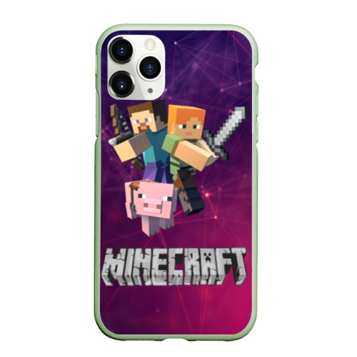 Чехол для iPhone 11 Pro матовый с принтом Minecraft, вид спереди #2