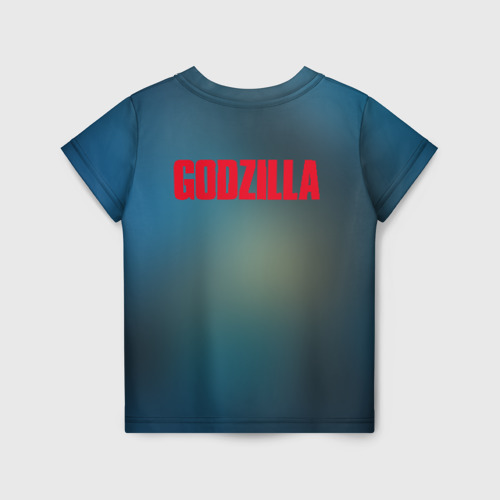 Детская футболка 3D с принтом Годзилла, вид сзади #1