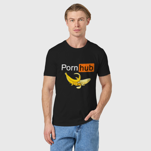 Мужская футболка хлопок с принтом Porn hub, фото на моделе #1