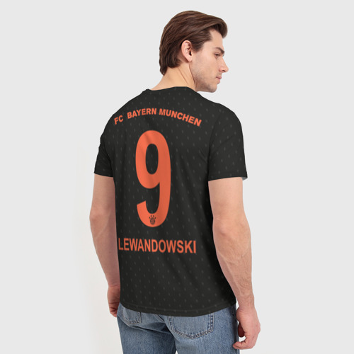 Мужская футболка 3D с принтом Lewandowski third 19-20, вид сзади #2