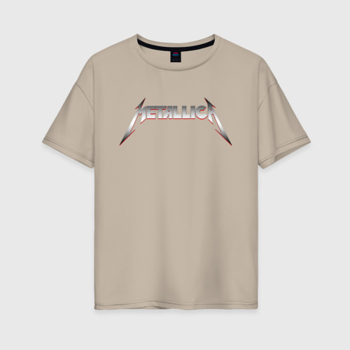 Женская футболка хлопок Oversize с принтом Metallica metal logo, вид спереди #2