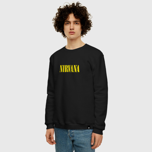 Мужской свитшот хлопок с принтом Nirvana Нирвана Логотип, фото на моделе #1