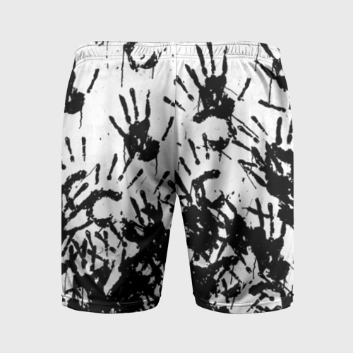 Мужские шорты спортивные с принтом Отпечатки - DEATH STRANDING, вид сзади #1