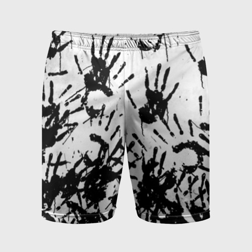 Мужские шорты спортивные с принтом Отпечатки - DEATH STRANDING, вид спереди #2