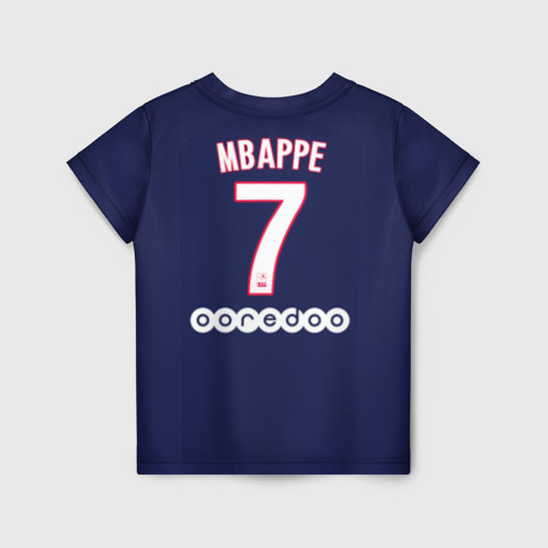 Детская футболка 3D с принтом Mbappe Home 19-20, вид сзади #1