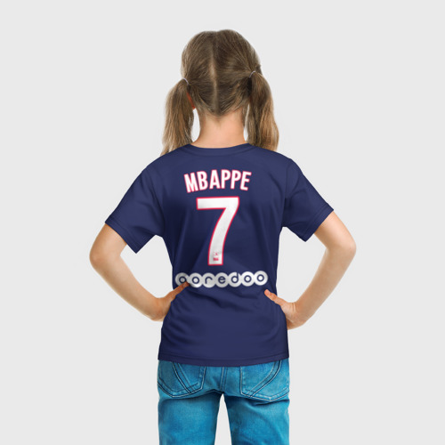 Детская футболка 3D с принтом Mbappe Home 19-20, вид сзади #2