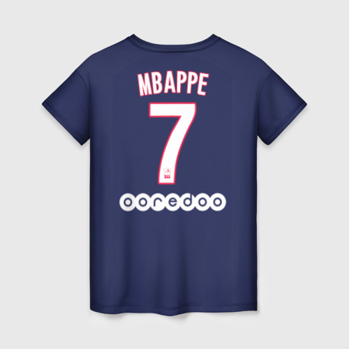 Женская футболка 3D с принтом Mbappe Home 19-20, вид сзади #1